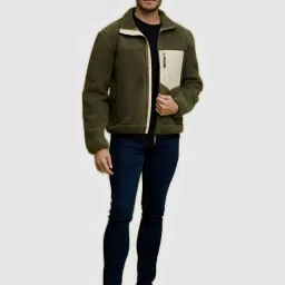 celio celio* Olive Regular Fit Self Design Jacket image 1