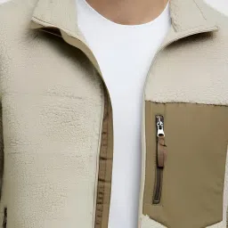 celio celio* Off White Regular Fit Self Design Jacket image 4