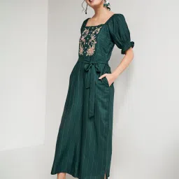 Global Desi Dark Green Full Length Jumpsuit image 1