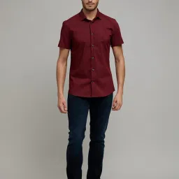 celio celio* Maroon Slim Fit Shirt image 1