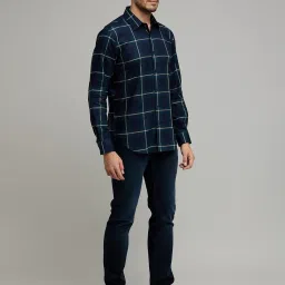 celio celio* Navy Regular Fit Check Shirt image 3