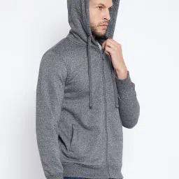 Crimsoune Club Grey Regular Fit Self Pattern Hooded Sweatshirt image 4