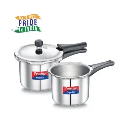 Prestige Silver Stainless Steel 23 cm Induction Compatible Pressure Cooker With Lid (3 L) - Set of 2 image 2