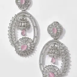 Sohi American Diamond Silver Plated Earrings-image-9