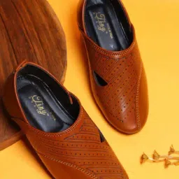 Tiny Bugs Boys Tan Party Wear Slip Ons-image-56