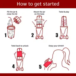 Wonderchef 400 W 22000 RPM Red Nutri-Blend Juicer Mixer Grinder (63152746) image 5