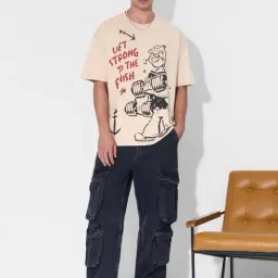 The Souled Store Beige Loose Fit Printed T-Shirt-picture-12