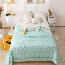 JC HOME Blue & White Cartoon Characters AC Room 400 GSM Single Bed Quilt-picture-12
