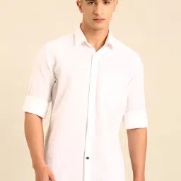 Cavallo by Linen Club White Linen Slim Fit Casual Shirt-picture-40