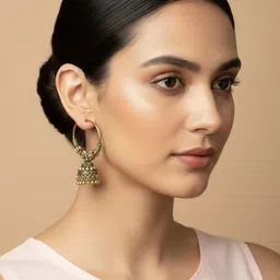 SZN Gold-toned Beaded Oxidized Dome Shaped Jhumkas-picture-27