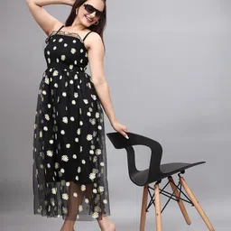 CORSICA Women Floral Printed Shoulder Straps Smocked Cotton Fit & Flare Dress-picture-34