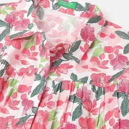 United Colors of Benetton Girls Floral Printed Spread Collar Relaxed Fit Shirt image 2