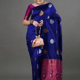 VASTRAHUT Paisley Zari Silk Blend Heavy Work Banarasi Saree-picture-11