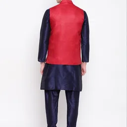 PulseIQ Men Regular Dupion Silk Kurta with Churidar image 5