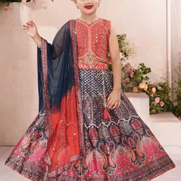 JAY NAGNATH FAB Girls Printed Mirror Work Ready to Wear Lehenga & Blouse With Dupatta-picture-21