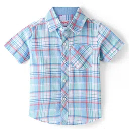Babyhug Cotton Woven Half Sleeves Checked Shirt - Blue-picture-21
