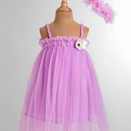Enfance Sleeveless Frill Detailed Floral Applique Detailed  Dress With Headband - Lavender-picture-10