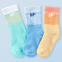 Honeyhap Premium Cotton Bamboo Spandex With Bio Finish Socks Pack of 3 - Ice Water Lemon Maringue Peach Nectar Papaya Brrok Green & White-picture-24