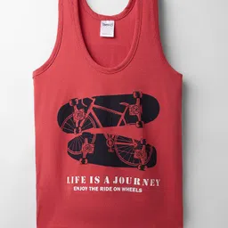 Taeko Single Jersey Knit Sleeveless Vest with Typography Print - Red-picture-12
