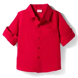 Babyhug Cotton Woven Full Sleeves Solid Shirt - Red-picture-18