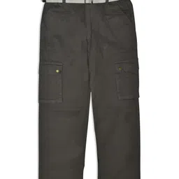 CAVIO Cotton Woven Solid Cargo Pants With Belt - Dark Grey-picture-17