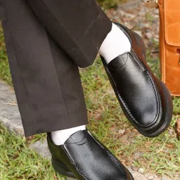 Kosher Men Leather Slip-On Perforated Formal Loafers image 2