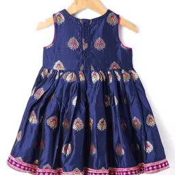 Babyhug Cotton Woven Sleeveless Foil Printed Ethnic Dress - Navy Blue image 2