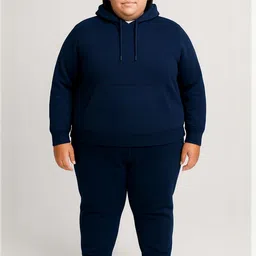 ULLAS Women Plus Size Solid Long Sleeved Hooded Tracksuits-image-28
