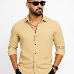 IKON FASHION Men Original Slim Fit Solid Spread Collar Casual Shirt-picture-28