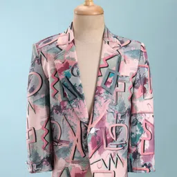 Dapper Dudes Full Sleeves Abstract Printed Blazer With Tee - Peach image 4