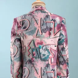 Dapper Dudes Full Sleeves Abstract Printed Blazer With Tee - Peach image 5