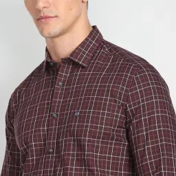 Arrow Sport Brown Cotton Slim Fit Checks Shirt image 5