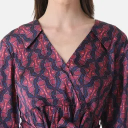 Kazo Printed Wrap Tie Knot Top image 5
