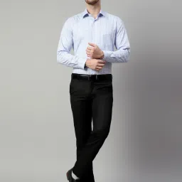 Cantabil Sky Blue Regular Fit Check Shirt image 5