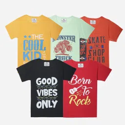 Vimal Jonney Boys Multicolor Printed T-Shirt (Pack Of 5) image 1