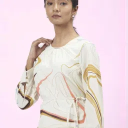 Annabelle by Pantaloons Off-White Printed Shift Dress image 5