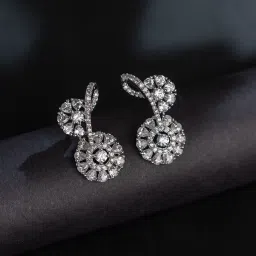 Voylla Silver Sparkling Elegance Divyana Twin American Diamond Stud Earrings image 1