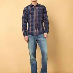Wrangler Navy Cotton Regular Fit Checks Shirt image 5