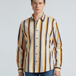 Pepe Jeans Beige Cotton Regular Fit Striped Shirt image 1