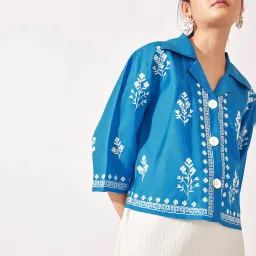 The Label Life Blue Rayon Floral Shirt image 1