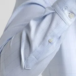 Peter England Elite Blue Cotton Slim Fit Checks Shirt image 5