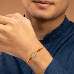 Kisna Diamond & Gold Jewellery 14K Yellow Gold Om Rakhi Bracelet cum Pendant-picture-24