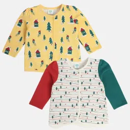 MINIKLUB Girls Multicolor Cotton Printed Full Sleeves Front Open Vest image 1