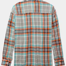 American Eagle Outfitters Grey & Orange Cotton Regular Fit Checks Shirt image 5