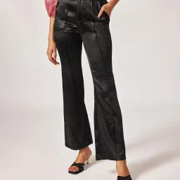 The Label Life Black Regular Fit Mid Rise Pants image 1
