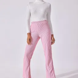 The Label Life Pink Printed Regular Fit Mid Rise Pants image 1