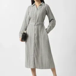 Van Heusen Grey Regular Fit Printed Dress image 4