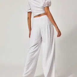 The Label Life White Embellished Regular Fit Low Rise Pants image 2