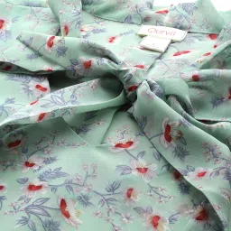 Qurvii Sea Green Floral Print Top image 5