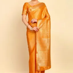 Soch Womens Mustard Ethnic Motifs Woven Design Jacquard Weave Silk Blend Saree-image-71
